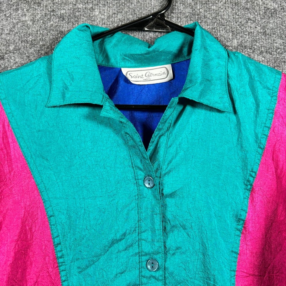 Saint Germain Jacket Womens Size M Multicolor Colorblock 90s Vintage Windbreaker